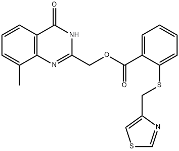 Benzoic acid, 2-[(4-thiazolylmethyl)thio]-, (3,4-dihydro-8-methyl-4-oxo-2-quinazolinyl)methyl ester Structural