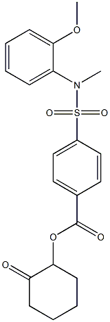 Benzoic acid, 4-[[(2-methoxyphenyl)methylamino]sulfonyl]-, 2-oxocyclohexyl ester Structural