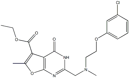 Furo[2,3-d]pyrimidine-5-carboxylic acid, 2-[[[2-(3-chlorophenoxy)ethyl]methylamino]methyl]-3,4-dihydro-6-methyl-4-oxo-, ethyl ester Structural