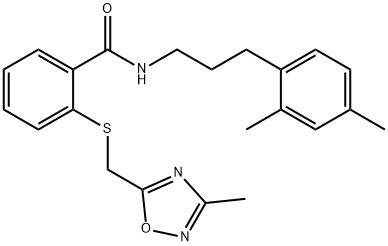 Benzamide, N-[3-(2,4-dimethylphenyl)propyl]-2-[[(3-methyl-1,2,4-oxadiazol-5-yl)methyl]thio]- Structural