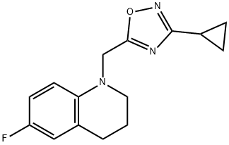 Quinoline, 1-[(3-cyclopropyl-1,2,4-oxadiazol-5-yl)methyl]-6-fluoro-1,2,3,4-tetrahydro- Structural