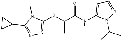 Propanamide, 2-[(5-cyclopropyl-4-methyl-4H-1,2,4-triazol-3-yl)thio]-N-[1-(1-methylethyl)-1H-pyrazol-5-yl]- Structural