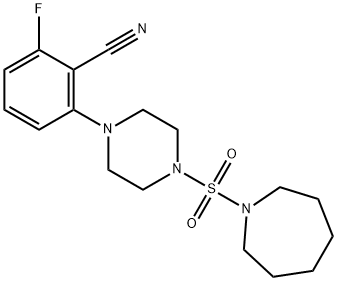 Benzonitrile, 2-fluoro-6-[4-[(hexahydro-1H-azepin-1-yl)sulfonyl]-1-piperazinyl]- Structural