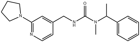 Urea, N-methyl-N-(1-phenylethyl)-N'-[[2-(1-pyrrolidinyl)-4-pyridinyl]methyl]- Structural