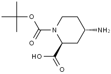 trans-4-amino-1-(tert-butoxycarbonyl)piperidine-2-carboxylic acid Structural