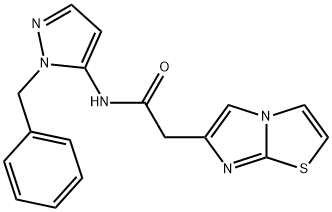 Imidazo[2,1-b]thiazole-6-acetamide, N-[1-(phenylmethyl)-1H-pyrazol-5-yl]- Structural
