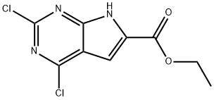 Ethyl 2,4-dichloro-7H-pyrrolo[2,3-d]pyrimidine-6-carboxylate Structural