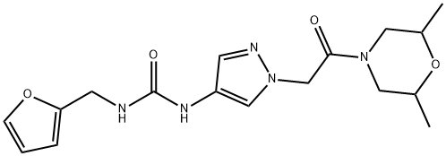 Urea, N-[1-[2-(2,6-dimethyl-4-morpholinyl)-2-oxoethyl]-1H-pyrazol-4-yl]-N'-(2-furanylmethyl)- Structural