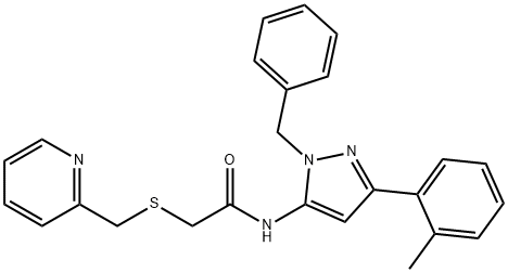 Acetamide, N-[3-(2-methylphenyl)-1-(phenylmethyl)-1H-pyrazol-5-yl]-2-[(2-pyridinylmethyl)thio]- Structural