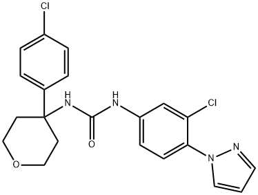 Urea, N-[4-(4-chlorophenyl)tetrahydro-2H-pyran-4-yl]-N'-[3-chloro-4-(1H-pyrazol-1-yl)phenyl]- Structural