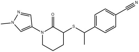Benzonitrile, 4-[1-[[1-(1-methyl-1H-pyrazol-4-yl)-2-oxo-3-piperidinyl]thio]ethyl]- Structural