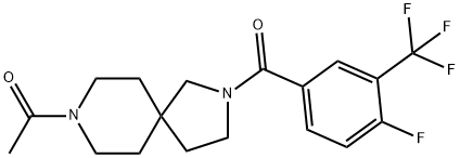 Ethanone, 1-[2-[4-fluoro-3-(trifluoromethyl)benzoyl]-2,8-diazaspiro[4.5]dec-8-yl]- Structural