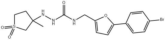 Hydrazinecarboxamide, N-[[5-(4-bromophenyl)-2-furanyl]methyl]-2-(tetrahydro-3-methyl-1,1-dioxido-3-thienyl)- Structural