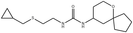 Urea, N-[2-[(cyclopropylmethyl)thio]ethyl]-N'-6-oxaspiro[4.5]dec-9-yl- Structural