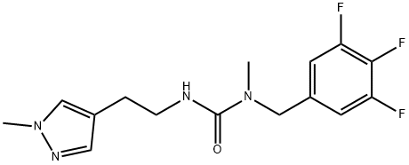 Urea, N-methyl-N'-[2-(1-methyl-1H-pyrazol-4-yl)ethyl]-N-[(3,4,5-trifluorophenyl)methyl]- Structural