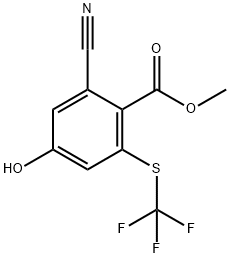 Benzoic acid, 2-cyano-4-hydroxy-6-[(trifluoromethyl)thio]-, methyl ester Structural