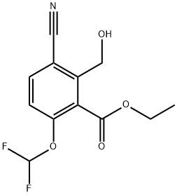 Benzoic acid, 3-cyano-6-(difluoromethoxy)-2-(hydroxymethyl)-, ethyl ester Structural