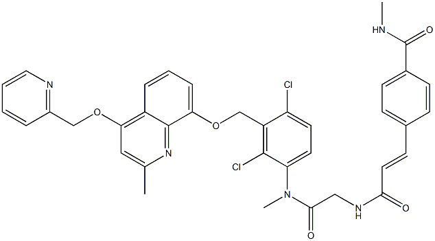 Benzamide, 4-[(1E)-3-[[2-[[2,4-dichloro-3-[[[2-methyl-4-(2-pyridinylmethoxy)-8-quinolinyl]oxy]methyl]phenyl]methylamino]-2-oxoethyl]amino]-3-oxo-1-propen-1-yl]-N-methyl- Structural