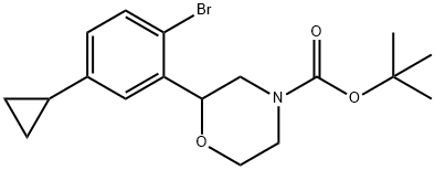 tert-butyl 2-(2-bromo-5-cyclopropylphenyl)morpholine-4-carboxylate Structural