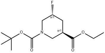 trans-5-Fluoro-piperidine-1,3-dicarboxylic acid 1-tert-butyl ester 3-ethyl ester Structural