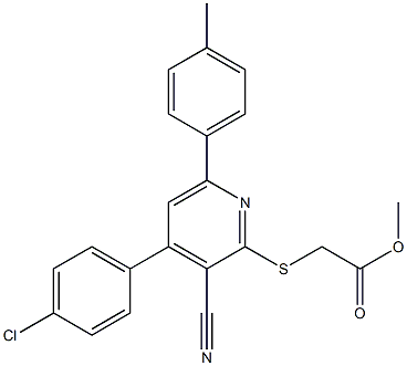 methyl {[4-(4-chlorophenyl)-3-cyano-6-(4-methylphenyl)-2-pyridinyl]sulfanyl}acetate Structural