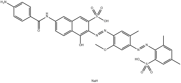 2-Naphthalenesulfonic acid, 7-[(4-aminobenzoyl)amino]-3-[[4-[(2,4-dimethyl-6-sulfophenyl)azo]-2-methoxy-5-methylphenyl]azo]-4-hydroxy-, disodium salt