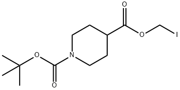 Iodomethyl N-tert-butoxycarbonyl-4-piperidylcarboxylate Structural