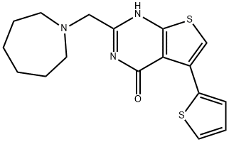Thieno[2,3-d]pyrimidin-4(1H)-one, 2-[(hexahydro-1H-azepin-1-yl)methyl]-5-(2-thienyl)- Structural