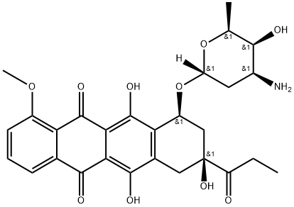 5,?12-?Naphthacenedione, 10-?[(3-?amino-?2,?3,?6-?trideoxy-?α-?L-?lyxo-?hexopyranosyl)?oxy]?-?7,?8,?9,?10-?tetrahydro-?6,?8,?11-?trihydroxy-?1-?methoxy-?8-?(1-?oxopropyl)?-?, (8S-?cis)?- (9CI) Structural