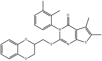 Thieno[2,3-d]pyrimidin-4(3H)-one, 2-[[(2,3-dihydro-1,4-benzodioxin-2-yl)methyl]thio]-3-(2,3-dimethylphenyl)-5,6-dimethyl- Structural