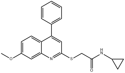 Acetamide, N-cyclopropyl-2-[(7-methoxy-4-phenyl-2-quinolinyl)thio]- Structural
