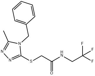 Acetamide, 2-[[5-methyl-4-(phenylmethyl)-4H-1,2,4-triazol-3-yl]thio]-N-(2,2,2-trifluoroethyl)- Structural