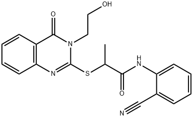 Propanamide, N-(2-cyanophenyl)-2-[[3,4-dihydro-3-(2-hydroxyethyl)-4-oxo-2-quinazolinyl]thio]- Structural