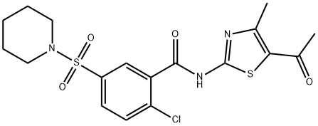 Benzamide, N-(5-acetyl-4-methyl-2-thiazolyl)-2-chloro-5-(1-piperidinylsulfonyl)- Structural