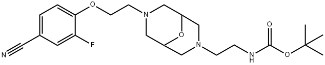 tert-butyl N-(2-{7-[2-(4-cyano-2-fluorophenoxy)ethyl]-9-oxa-3,7-diazabicyclo[3.3.1]nonan-3-yl}ethyl)carbamate Structural