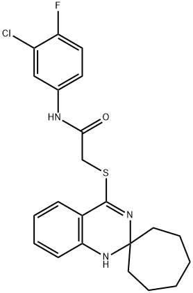 Acetamide, N-(3-chloro-4-fluorophenyl)-2-(spiro[cycloheptane-1,2'(1'H)-quinazolin]-4'-ylthio)- Structural