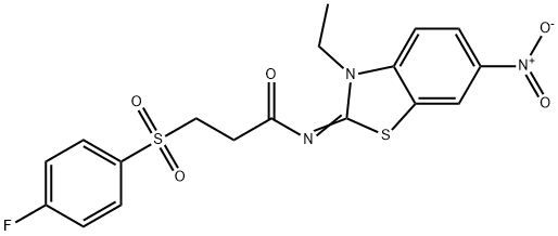 Propanamide, N-(3-ethyl-6-nitro-2(3H)-benzothiazolylidene)-3-[(4-fluorophenyl)sulfonyl]- Structural