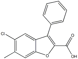 5-CHLORO-6-METHYL-3-PHENYL-1-BENZOFURAN-2-CARBOXYLIC ACID Structural