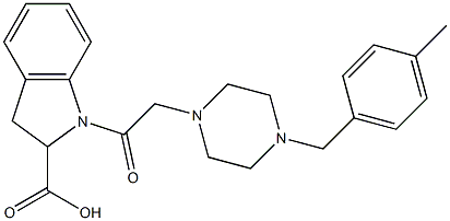 1-{2-[4-(4-METHYL-BENZYL)-PIPERAZIN-1-YL]-ACETYL}-2,3-DIHYDRO-1H-INDOLE-2-CARBOXYLIC ACID Structural