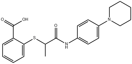Benzoic acid, 2-[[1-methyl-2-oxo-2-[[4-(1-piperidinyl)phenyl]amino]ethyl]thio]- Structural