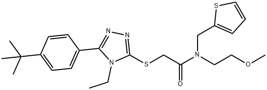 Acetamide, 2-[[5-[4-(1,1-dimethylethyl)phenyl]-4-ethyl-4H-1,2,4-triazol-3-yl]thio]-N-(2-methoxyethyl)-N-(2-thienylmethyl)- Structural