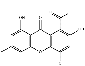 4-Chloro-2,8-dihydroxy-6-methyl-9-oxo-9H-xanthene-1-carboxylic acid methyl ester Structural