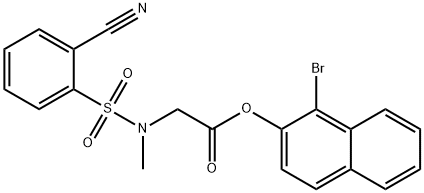 Glycine, N-[(2-cyanophenyl)sulfonyl]-N-methyl-, 1-bromo-2-naphthalenyl ester Structural