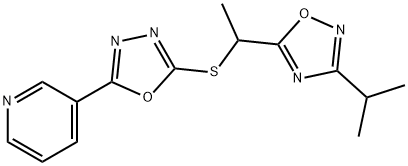 Pyridine, 3-[5-[[1-[3-(1-methylethyl)-1,2,4-oxadiazol-5-yl]ethyl]thio]-1,3,4-oxadiazol-2-yl]- Structural