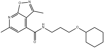 Isoxazolo[5,4-b]pyridine-4-carboxamide, N-[3-(cyclohexyloxy)propyl]-3,6-dimethyl- Structural