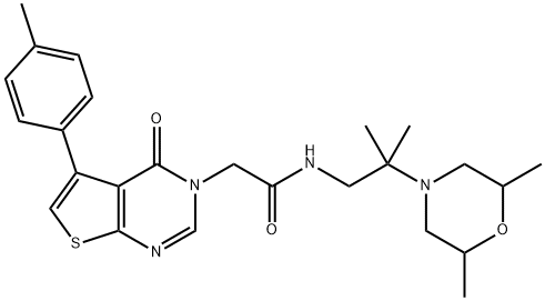 Thieno[2,3-d]pyrimidine-3(4H)-acetamide, N-[2-(2,6-dimethyl-4-morpholinyl)-2-methylpropyl]-5-(4-methylphenyl)-4-oxo- Structural