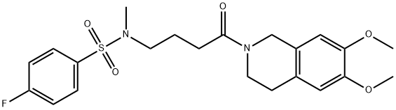 Benzenesulfonamide, N-[4-(3,4-dihydro-6,7-dimethoxy-2(1H)-isoquinolinyl)-4-oxobutyl]-4-fluoro-N-methyl- Structural