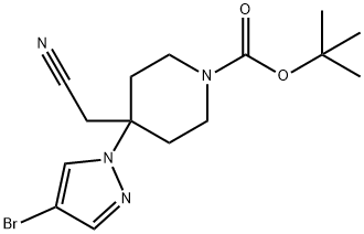 tert-Butyl 4-(4-bromopyrazol-1-yl)-4-(cyanomethyl)piperidine-1-carboxylate Structural