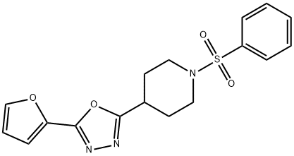 Piperidine, 4-[5-(2-furanyl)-1,3,4-oxadiazol-2-yl]-1-(phenylsulfonyl)- Structural