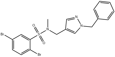 Benzenesulfonamide, 2,5-dibromo-N-methyl-N-[[1-(phenylmethyl)-1H-pyrazol-4-yl]methyl]- Structural